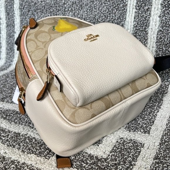 Coach Mini Court Backpack In Signature Canvas With Pear Light Khaki Chal… - Picture 6 of 14